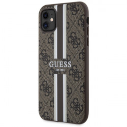 Guess GUHMN61P4RPSW iPhone 11 / Xr brown hardcase 4G Printed Stripes MagSafe