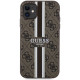 Guess GUHMN61P4RPSW iPhone 11 / Xr brown hardcase 4G Printed Stripes MagSafe