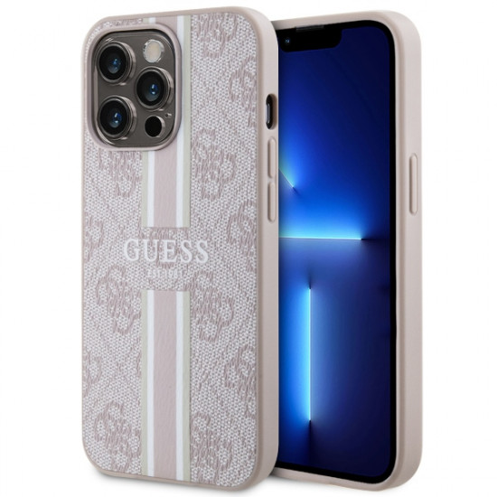 Guess GUHMP13LP4RPSP iPhone 13 Pro / 13 6,1" pink hardcase 4G Printed Stripes MagSafe