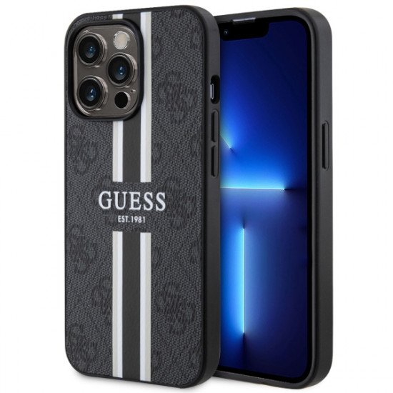 Guess GUHMP13XP4RPSK iPhone 13 Pro Max 6,7" black hardcase 4G Printed Stripes MagSafe