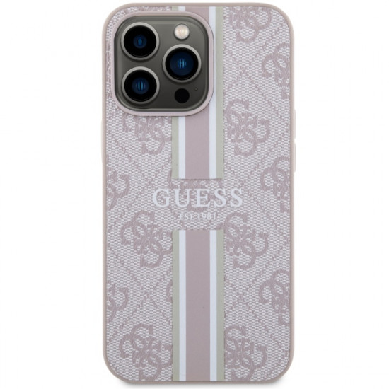 Guess GUHMP13XP4RPSP iPhone 13 Pro Max 6,7" pink hardcase 4G Printed Stripes MagSafe