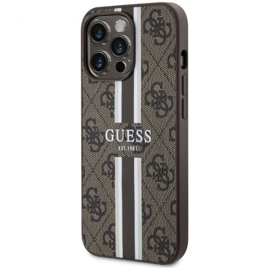 Guess GUHMP13XP4RPSW iPhone 13 Pro Max 6.7" brown hardcase 4G Printed Stripes MagSafe