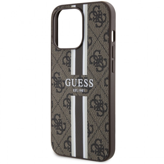 Guess GUHMP13XP4RPSW iPhone 13 Pro Max 6.7" brown hardcase 4G Printed Stripes MagSafe