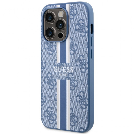 Guess GUHMP14LP4RPSB iPhone 14 Pro 6.1" blue hardcase 4G Printed Stripes MagSafe