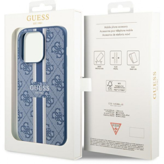 Guess GUHMP14LP4RPSB iPhone 14 Pro 6.1" blue hardcase 4G Printed Stripes MagSafe