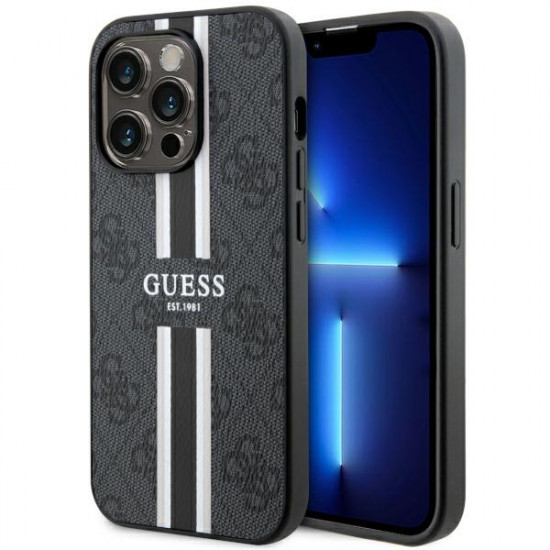 Guess GUHMP14LP4RPSK iPhone 14 Pro 6.1" black hardcase 4G Printed Stripes MagSafe