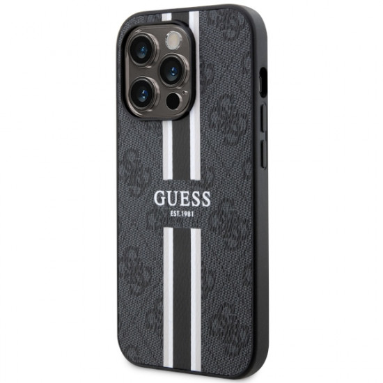 Guess GUHMP14LP4RPSK iPhone 14 Pro 6.1" black hardcase 4G Printed Stripes MagSafe