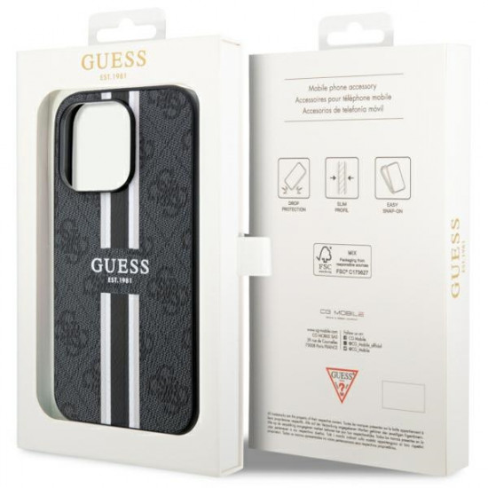 Guess GUHMP14LP4RPSK iPhone 14 Pro 6.1" black hardcase 4G Printed Stripes MagSafe