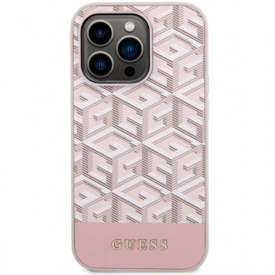 Guess GUHMP14XHGCFSEP iPhone 14 Pro Max 6,7" pink hard case GCube Stripes MagSafe