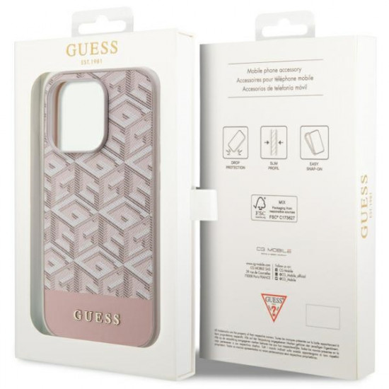 Guess GUHMP14XHGCFSEP iPhone 14 Pro Max 6,7" pink hard case GCube Stripes MagSafe