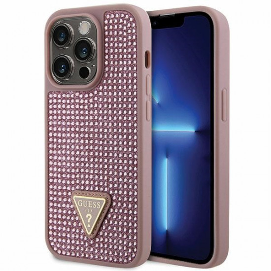 Guess GUHCP14LHDGTPP iPhone 14 Pro 6.1" pink hardcase Rhinestone Triangle