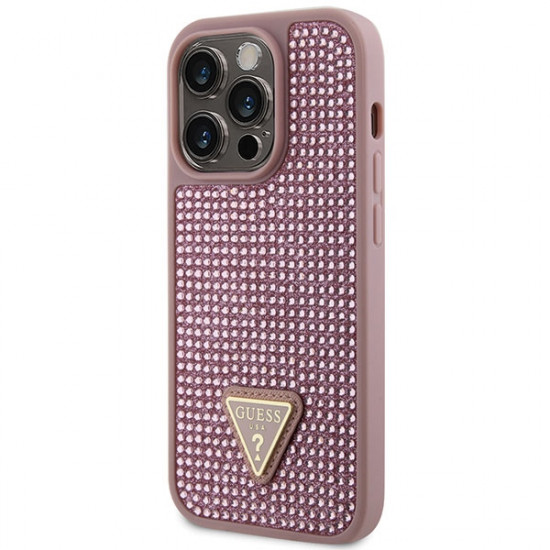 Guess GUHCP14LHDGTPP iPhone 14 Pro 6.1" pink hardcase Rhinestone Triangle