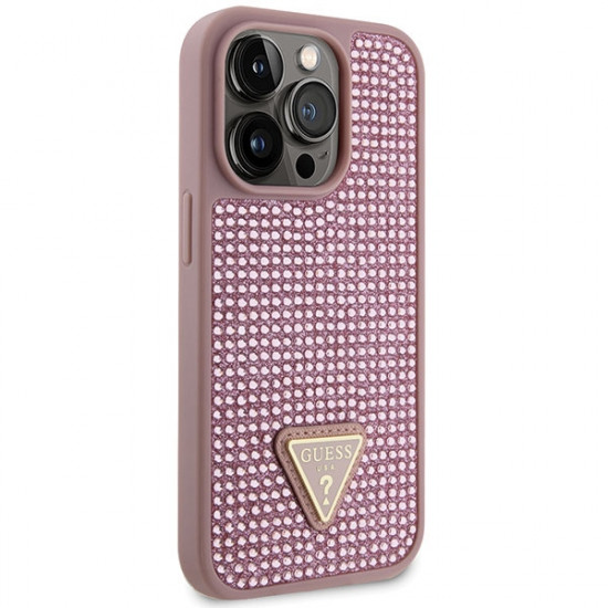 Guess GUHCP14LHDGTPP iPhone 14 Pro 6.1" pink hardcase Rhinestone Triangle