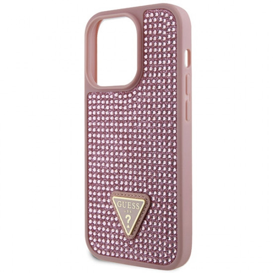 Guess GUHCP14LHDGTPP iPhone 14 Pro 6.1" pink hardcase Rhinestone Triangle