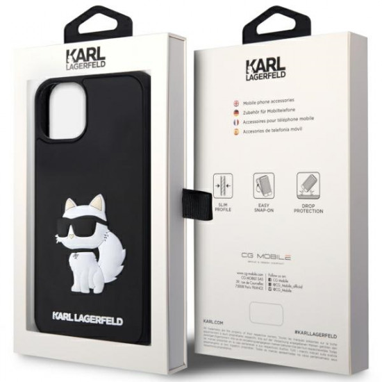 Karl Lagerfeld KLHCP14M3DRKHNK iPhone 14 Plus 6.7" black hardcase Rubber Choupette 3D