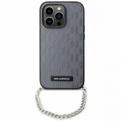 Karl Lagerfeld KLHCP14SSACKLHPG iPhone 14 6.1" silver hardcase Saffiano Monogram Chain