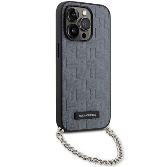 Karl Lagerfeld KLHCP14XSACKLHPG iPhone 14 Pro Max 6.7" silver hardcase Saffiano Monogram Chain