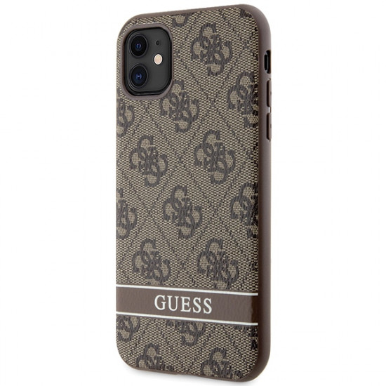 Guess GUHCN61P4SNW iPhone 11 / Xr brown hardcase 4G Stripe