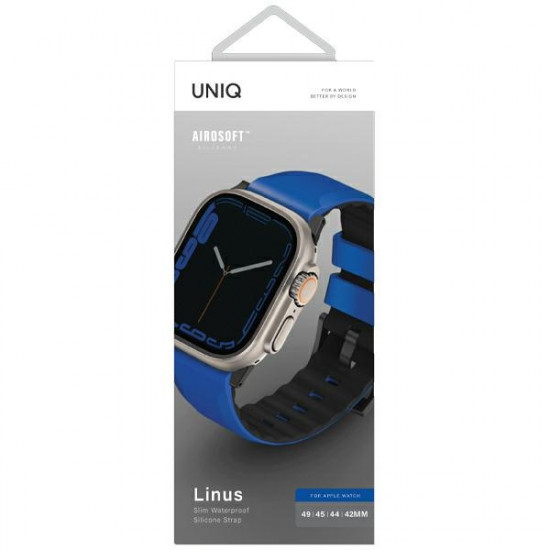 UNIQ Linus Band Apple Watch 4/5/6/7/SE/8/Ultra 44/45/49mm Airosoft Silicone racing blue