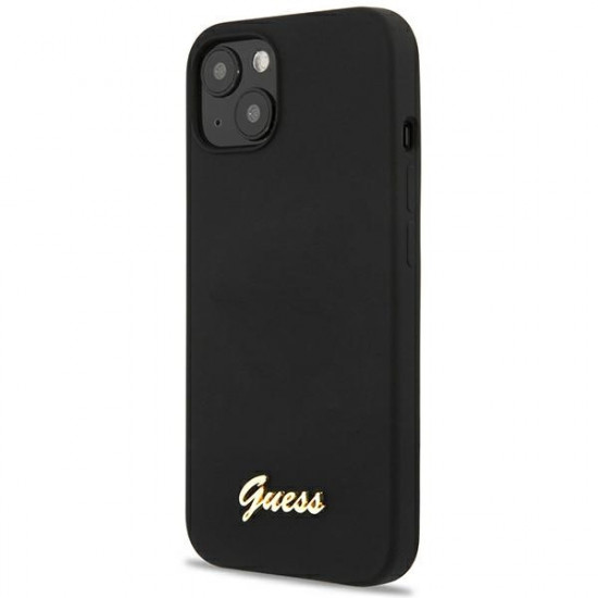 Guess GUHCP13MLSLMGBK iPhone 13 6,1" black hardcase Silicone Script Gold Logo