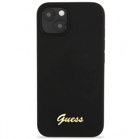 Guess GUHCP13MLSLMGBK iPhone 13 6,1" black hardcase Silicone Script Gold Logo