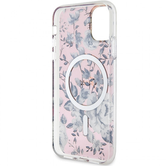 Guess GUHMN61HCFWSP iPhone 11 / Xr 6.1" pink hardcase Flower MagSafe