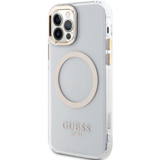 Guess GUHMP12MHTRMD iPhone 12/12 Pro 6.1" gold hardcase Metal Outline Magsafe