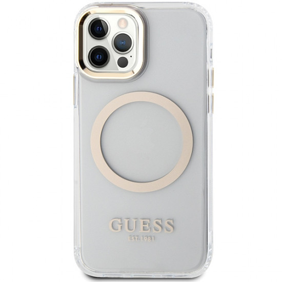 Guess GUHMP12MHTRMD iPhone 12/12 Pro 6.1" gold hardcase Metal Outline Magsafe