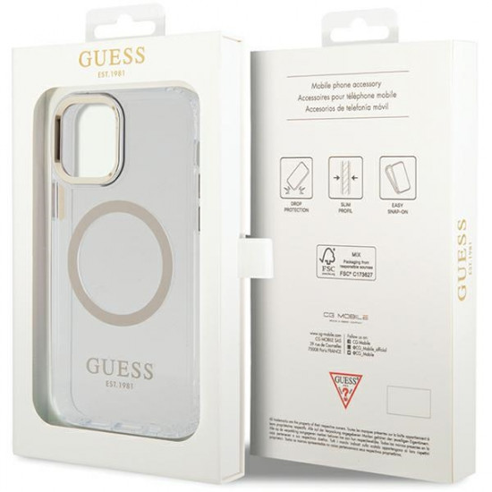 Guess GUHMP12MHTRMD iPhone 12/12 Pro 6.1" gold hardcase Metal Outline Magsafe