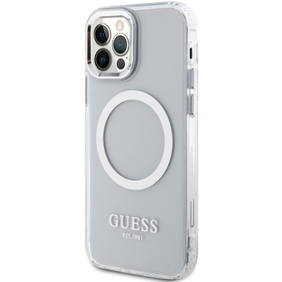 Guess GUHMP12MHTRMS iPhone 12/12 Pro 6.1" silver hard case Metal Outline Magsafe