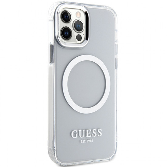 Guess GUHMP12MHTRMS iPhone 12/12 Pro 6.1" silver hard case Metal Outline Magsafe