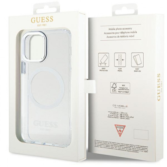 Guess GUHMP12MHTRMS iPhone 12/12 Pro 6.1" silver hard case Metal Outline Magsafe