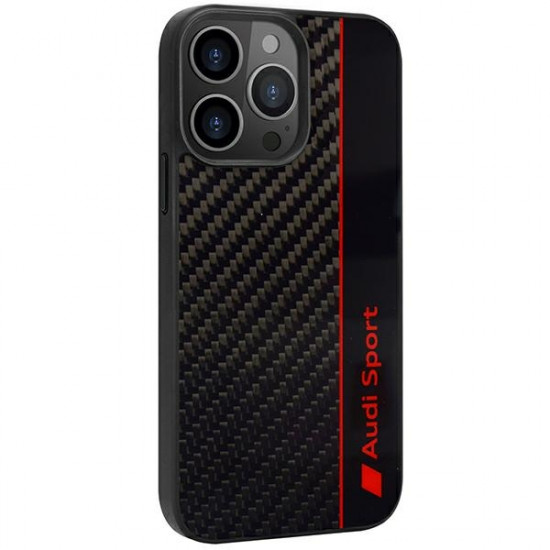 Audi Carbon Fiber Stripe iPhone 13 Pro Max 6.7" black hardcase AUS-TPUPCIP13PM-R8/D1-BK