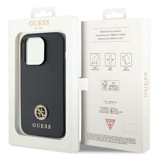 Guess GUHCP13LPS4DGPK iPhone 13 Pro 6.1" black hardcase Strass Metal Logo