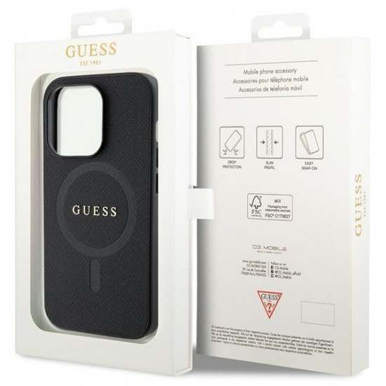 Guess GUHMP14LPSAHMCK iPhone 14 Pro 6.1" black hardcase Saffiano MagSafe