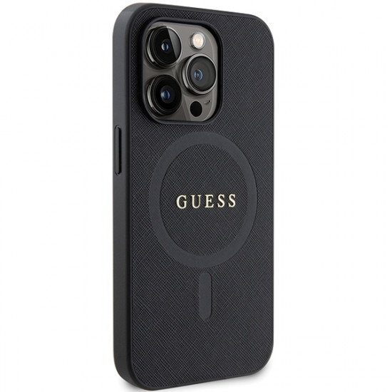 Guess GUHMP14XPSAHMCK iPhone 14 Pro Max 6.7" black hardcase Saffiano MagSafe