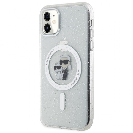 Karl Lagerfeld KLHMN61HGKCNOT iPhone 11 / Xr 6.1" transparent hardcase Karl&Choupette Glitter MagSafe