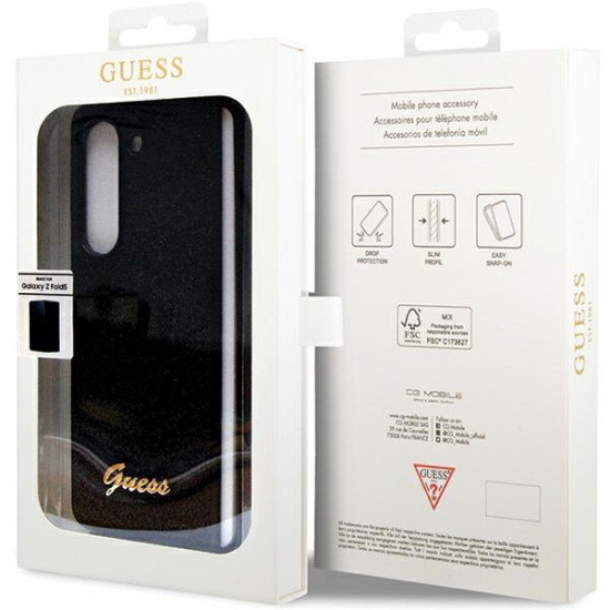 Guess GUHCZFD5HGGSHK F946 Z Fold5 black hardcase Glitter Script