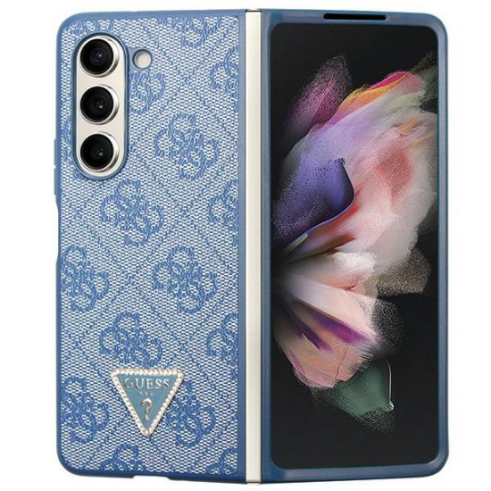 Guess GUHCZFD5P4TDPB F946 Z Fold5 blue hardcase Leather 4G Triangle Strass