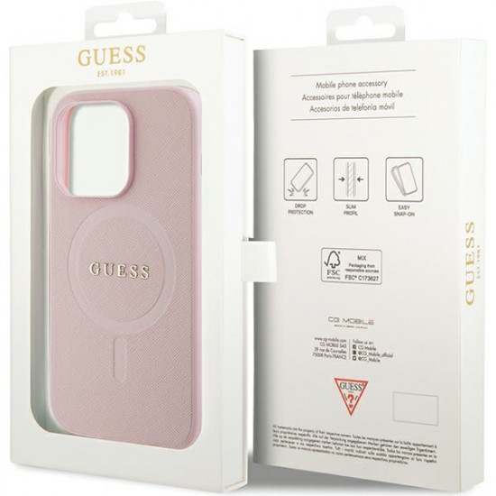 Guess GUHMP14LPSAHMCP iPhone 14 Pro 6,1" pink hardcase Saffiano MagSafe