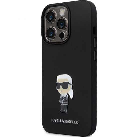 Karl Lagerfeld KLHCP14LSMHKNPK iPhone 14 Pro 6.1" black Silicone Ikonik Metal Pin