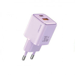 USAMS US-CC189 wall charger 1xUSB-A 18W+1xUSB-C 30W PD Fast Charging X-ron Series purple