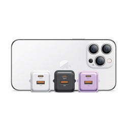 USAMS US-CC189 wall charger 1xUSB-A 18W+1xUSB-C 30W PD Fast Charging X-ron Series purple