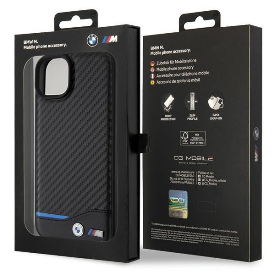 BMW BMHCP15M22NBCK iPhone 15 Plus 6.7" black Leather Carbon BMW BMHCP15M22NBCK iPhone 15 Plus 6.7" black Leather Carbon