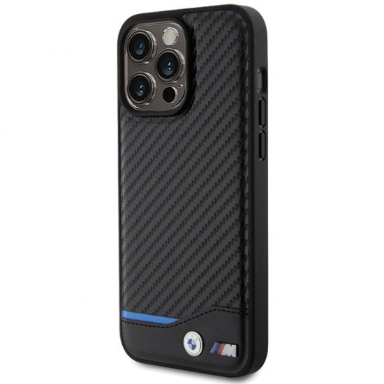 BMW BMHCP15X22NBCK iPhone 15 Pro Max 6.7" black Leather Carbon