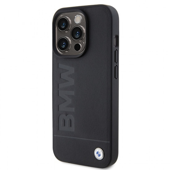 BMW BMHCP15XSLLBK iPhone 15 Pro Max 6.7" black Leather Hot Stamp