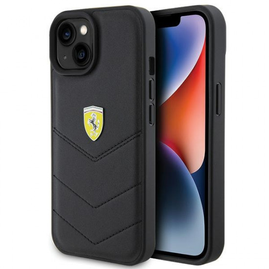 Ferrari FEHCP15SRDUK iPhone 15 6.1" black hardcase Quilted Metal Logo