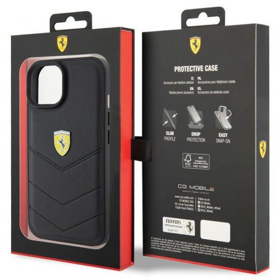 Ferrari FEHCP15SRDUK iPhone 15 6.1" black hardcase Quilted Metal Logo