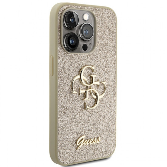 Guess GUHCP15LHG4SGD iPhone 15 Pro 6.1" gold hardcase Glitter Script Big 4G