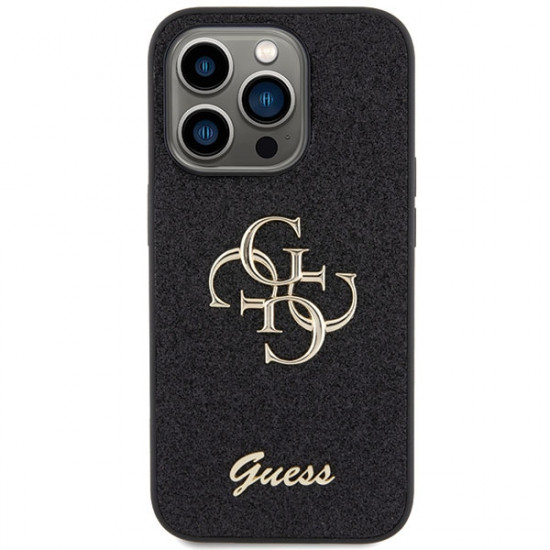 Guess GUHCP15LHG4SGK iPhone 15 Pro 6.1" black hardcase Glitter Script Big 4G